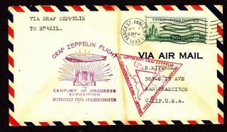 Us Postal History 1933 Graf Zeppelin Flight