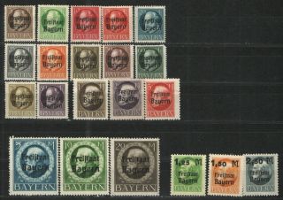 German States - Bavaria 1919 Sc 193 - 211 & 231 - 233 Mh Vg/f - " Freistaat Bayern "