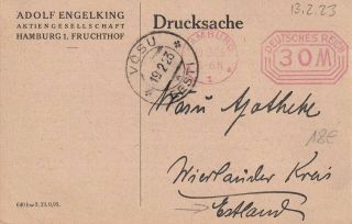 Germany Inflation 19 Feb 1923 30m Metered Pc Foreign Printed Matter Rate