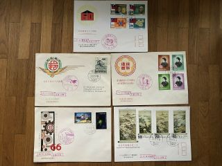 5 X China Taiwan Old Cover Fdc Occupation Of 12 Monaths Painting Postage Stamp