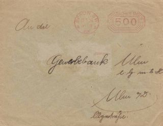 Germany Inflation 13 Jan 1923 Metered Cover Berlin 500pf (5m) Pr Matter Rate