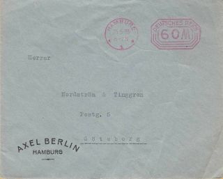 Germany Inflation Hamburg Metered Cover (60m) 25 May 1923 Beauty