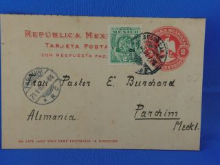 Mexico Old Postal Stationery 1907 Uprated To Germany (n13/49)