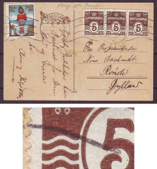 E1586/ Denmark Card Cover 1921 W/wavylin Variety & Christmas Seal Greenland Girl