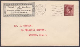 1936 Keviii 1 1/2d Brown Date Abdication Advertising Cover; Wolverhampton