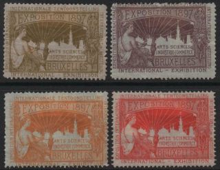 Belgium: 1897 Brussels International Exposition Poster Stamps (26815)