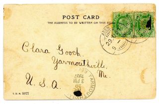 1907 Postcard To Usa With 2 X ½a India Stamps Cancelled At Aden