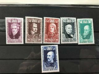 France,  1969 Celebrities Complete Set 6 Mnh Stamps,  Vf