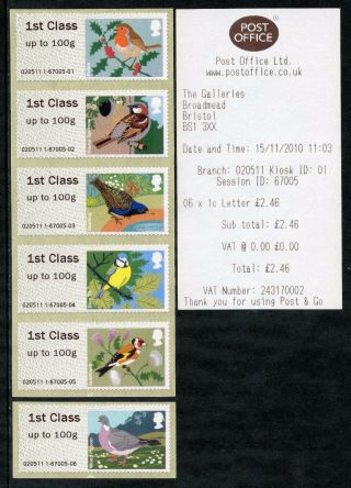 Fs6 Birds 1 I 6x1st Class Set Of 6 Designs (strip/5,  1) Type Ii Wincor Post & Go
