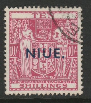 Niue 1945 George Vi 10/ - Carmine - Lake Sg 85 Fine.