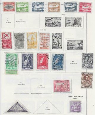 20 Bolivia Air Post & Postal Tax Stamps From Quality Old Album 1938 - 1939