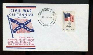 Us Civil War Centennial Event Cover (first Flying Confederate Flag) 1961 Alabama