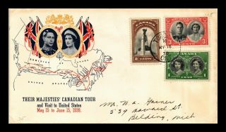 Dr Jim Stamps Royal Canadian Tour King George Queen Elizabeth Fdc Canada Cover