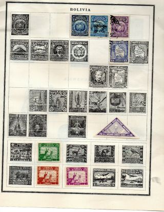 Bolivia (12) Stamps And Vf 2 Pages Pre - 1945 From An Old Scott Album