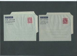 Gb Postal Stationery Kgvi 6d Purple Air Mail Letter Sheets H&b Ap1 & Ap3