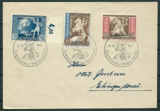 Germany 1942 Cover,  European Post Congress Wien 1942,  Set Ovpt Stamps - Cag 281217
