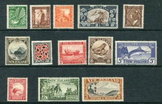 Zealand 1935 - 43 Mh To 3 Shillings 13 Stamps