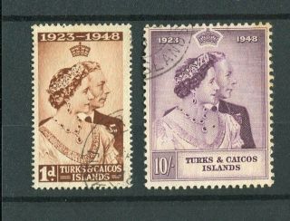 Turks & Caicos Islands Kgvi 1948 Royal Silver Wedding Sg208/9