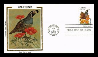 Dr Jim Stamps Us California State Bird Flower Colorano Silk First Day Cover