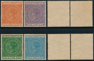 Natal 1874,  Qv Victoria,  10/,  1,  5 & 10 £ Values,  3 Um/nh Forgeries Stamps B961