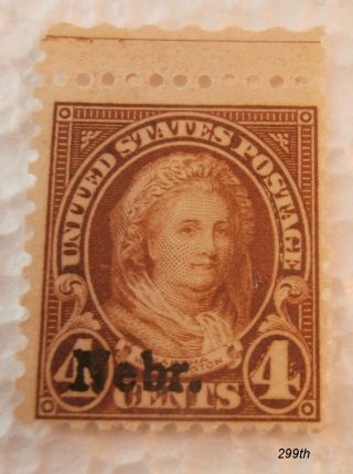 4 Cents Stamp " Washington " From Any Disturbance.  Overprint Nebr.
