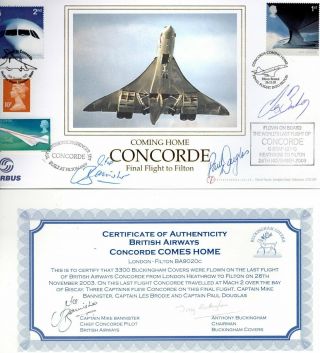 Concorde Coming Home Last Flight To Filton 26 - 11 - 03 Triple Signed See Below F4