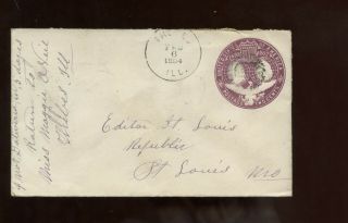 Us Mid - West Stationery Cover 1894 Thebes Illinois To St Louis,  Mo With Backstamp