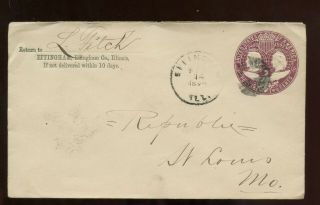 Us Mid - West Stationery Cover 1894 Effingham,  Illinois To St Louis With Backstamp