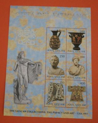 Vatican 1983 Sc 719 The Papacy & Art - 1983 Us Exhibition Mnh Souvenir Sheet