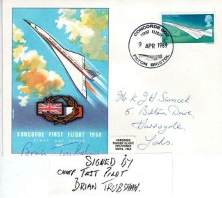 Concorde 002 1st Flight 9 - 4 - 69 Filton Shs Sgnd Brian Trubshaw Test Pilot F4