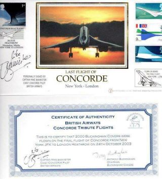 Last Concorde York - London Flight 24 - 10 - 03 Signed Mike Bannister F4