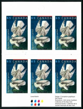 Canada Stamp Booklet Bk267 1983a Gyrfalcon (2003) 6 X 65¢ John James Audubon 