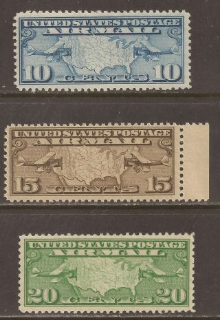 Us Sc C7 - 9 Mnh Air Mail,  Maps Of The Usa,  2 Scans,  Cv$25