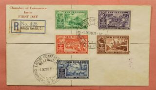 1936 Zealand Fdc 218 - 222 Chamber Of Commerce
