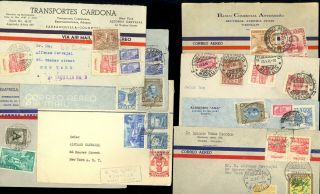 8 Colombia Stamp Cover Airmail 1940s - 50s Good Old Lot E26