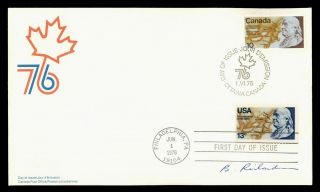 Dr Who 1976 Canada Fdc Joint Issue Usa Bicentennial Cachet E68114