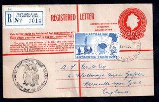 Australia 1958 Antarctic Reg.  Postal Stationery Fdc Mawson Base Cds Ws14557