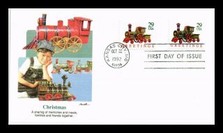 Us Cover Christmas Antique Toys Train Fdc Combo Fleetwood Cachet
