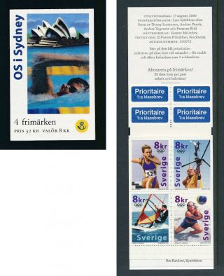 Mnh Sweden 2000 Olympics Sydney Sport Booklet Mh267 Minr.  2182 - 85
