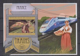 O301.  Guinee - Mnh - 2012 - Transport - Trains - France - Bl