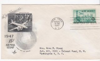 York Skyline Air Mail C35 Us First Day Cover 1947 Art Craft Cachet Fdc