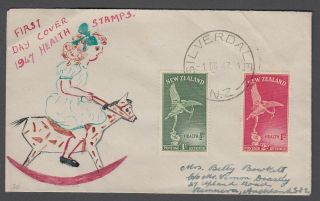 Zealand 1947 Health Fdc Silverdale Hand Drawn Cover