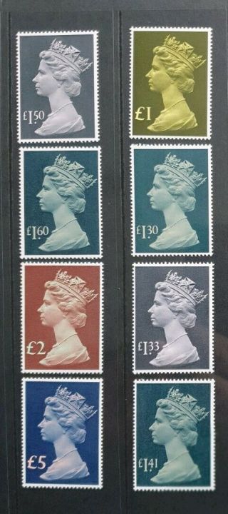 Gb Qeii 1977 - 87 Machin Parcel High Values Full Set Of 8 Stamps Sg1026 - 1028 Mnh