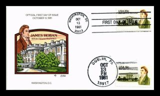 Dr Jim Stamps Us James Hoban White House Architect Combo Fdc Cover Hand Colored