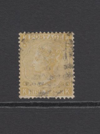 Gb Qv 9d Straw Sg110 Plate 4 Nine Pence " Kk " 1867 Stamp