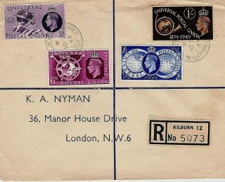Gb Gvi 1949 Upu Stamps First Day Cover With Kilburn Winchester Ave Cds Pm Re:pf3