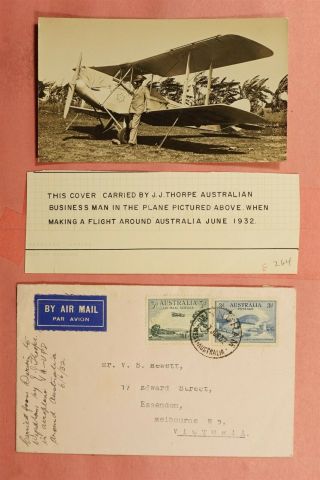 1932 Australia Wyndham Airmail Pilot Jj Thorpe Flown,  Photo