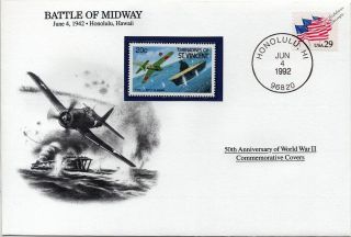 Wwii 1942 Battle Of Midway (aircraft Carrier) Stamp Cover (usa/danbury)
