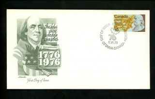 Postal History Canada Fdc 691 Artmaster Benjamin Franklin Joint Us 1690 1976