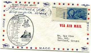 West Coast Airlines First Flight Olympia Washington - Portland Oregon - 1946